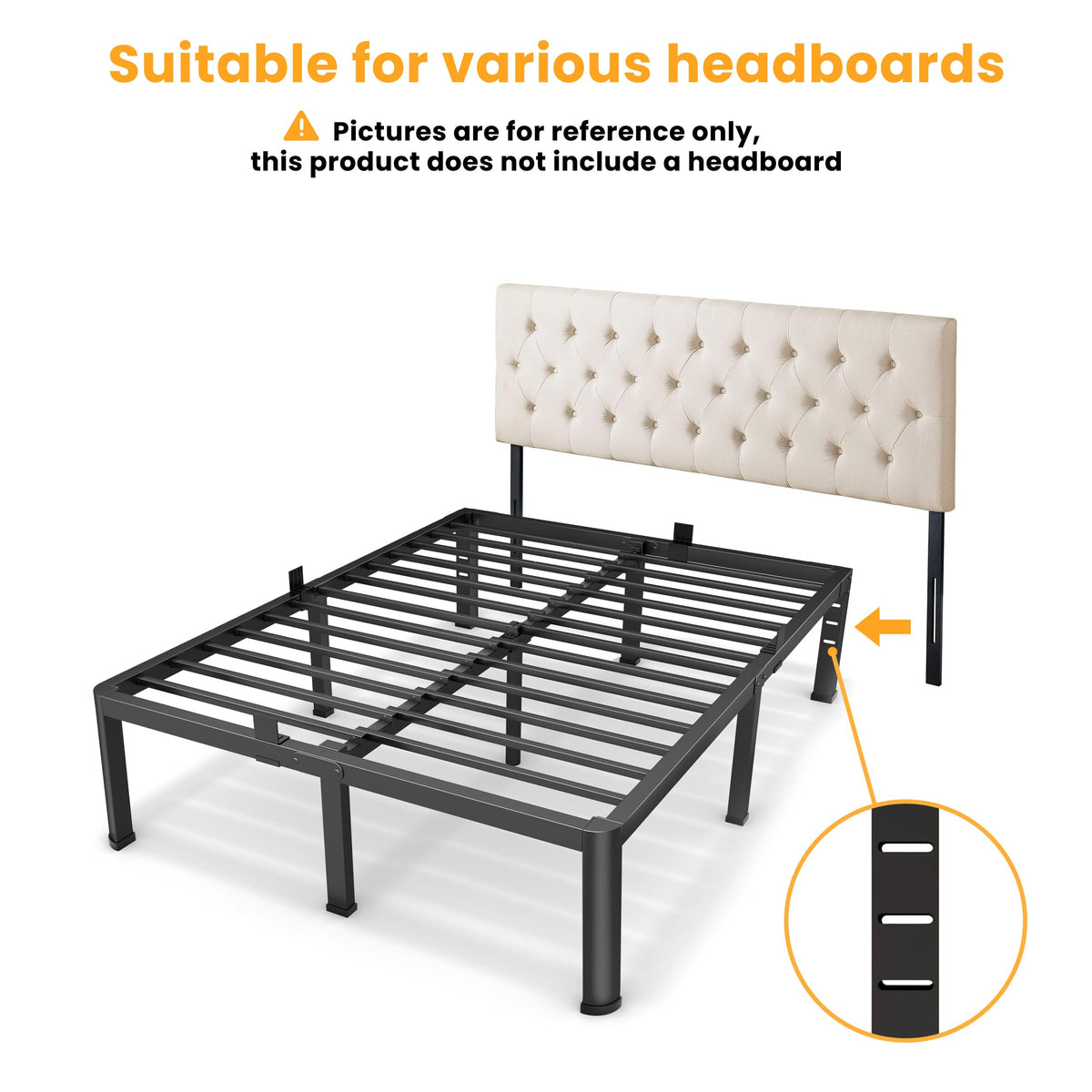 18 Inch Queen Size Metal Platform Bed Frame C98303