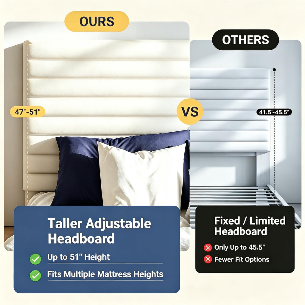 Queen Velvet Upholstered Bed Frame with Adjustable Headboard Y494424
