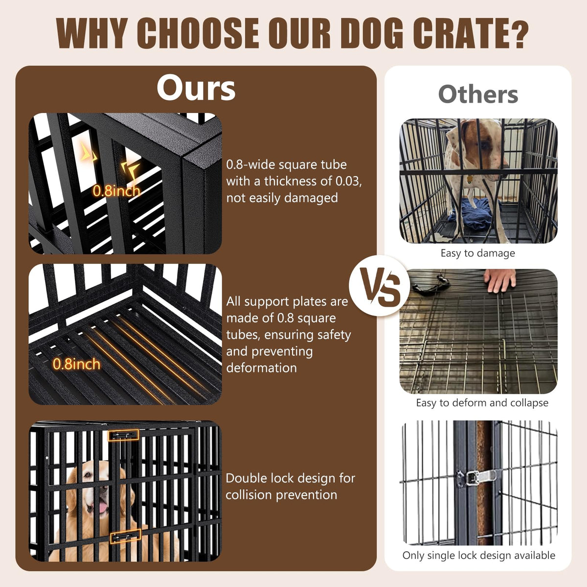 48 Inch Heavy Duty Dog Crate Kennel with Wheels O915212