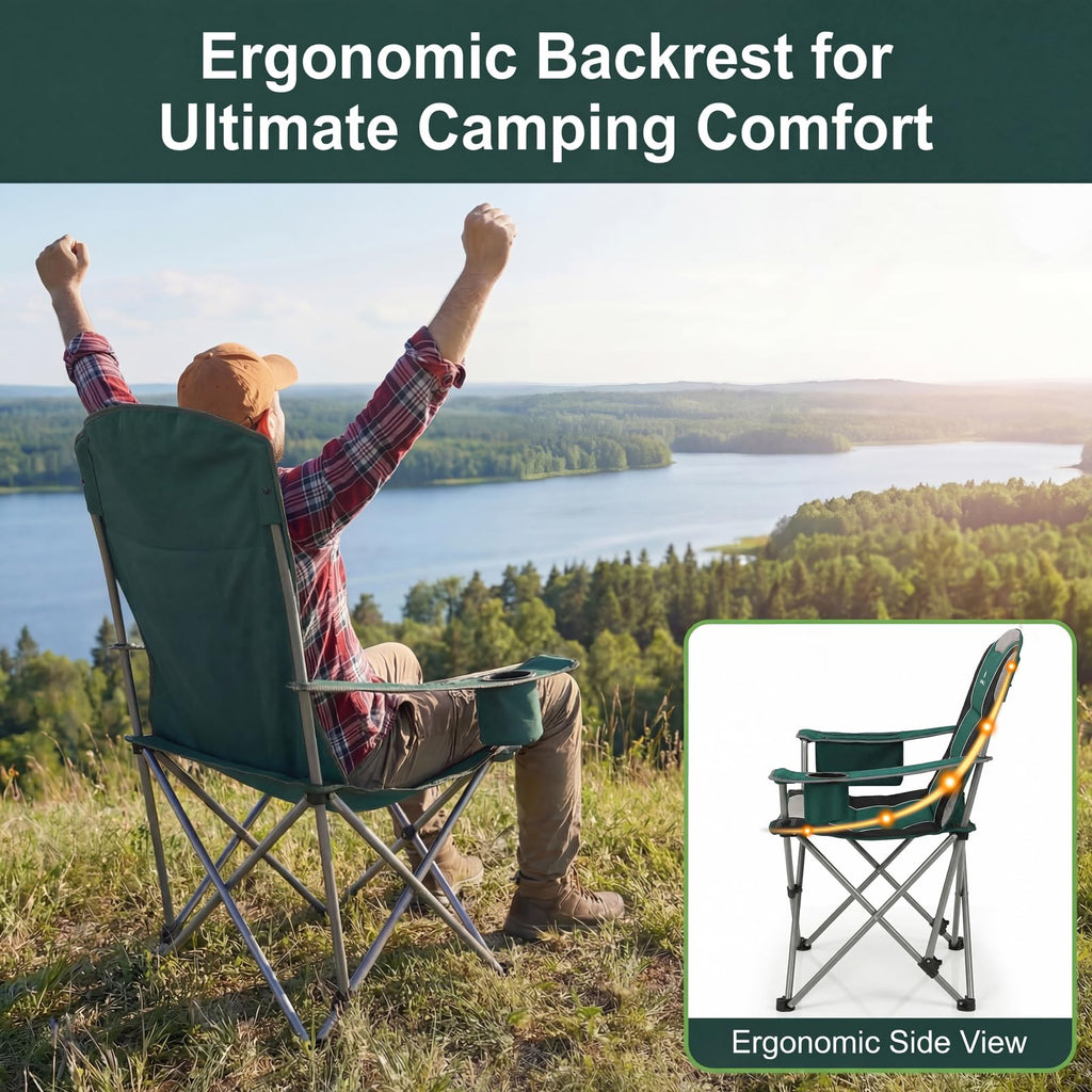 Oversized Folding Camping Chair with Cup Holder, 2 Pack W3972