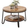 32" Round Coffee Table with 2-Tier Storage Shelf P397189
