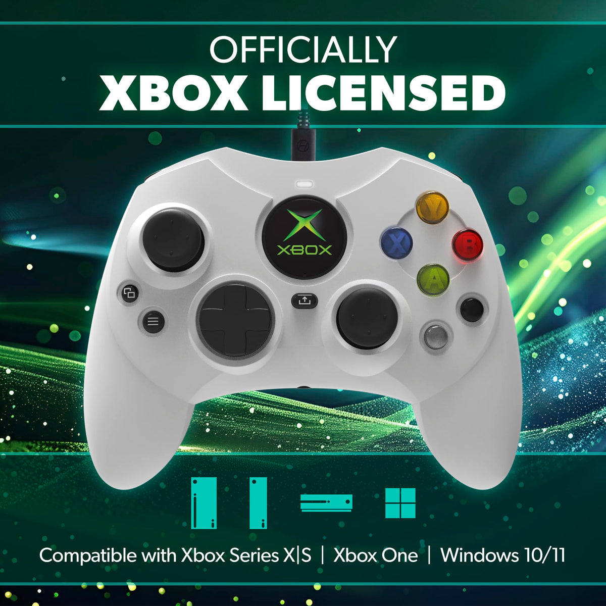 White Wired Controller with Hall Effect Joysticks, Audio Jack, Impulse Triggers M653