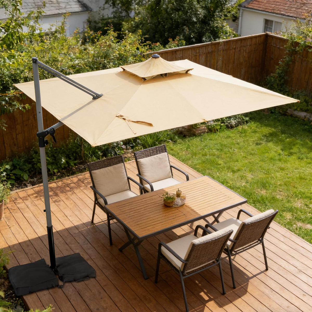 Rectangle Aluminum Offset Patio Umbrella, Beige B846440