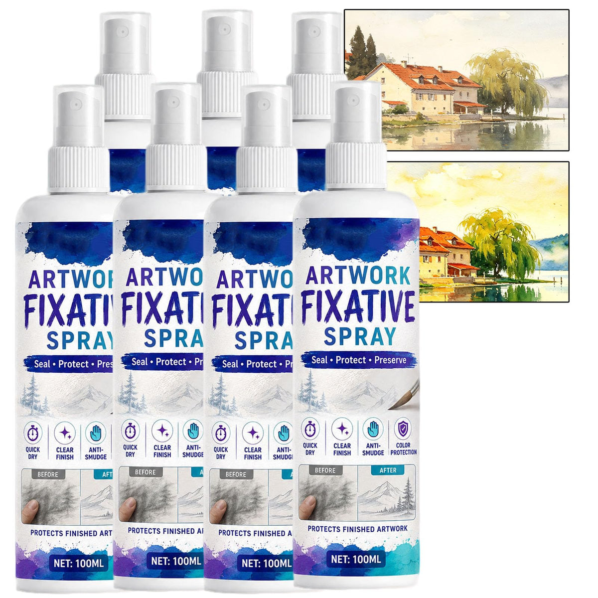 Quick-Dry Smudge-Proof Clear Matte Fixative Spray (7PCS) N65903