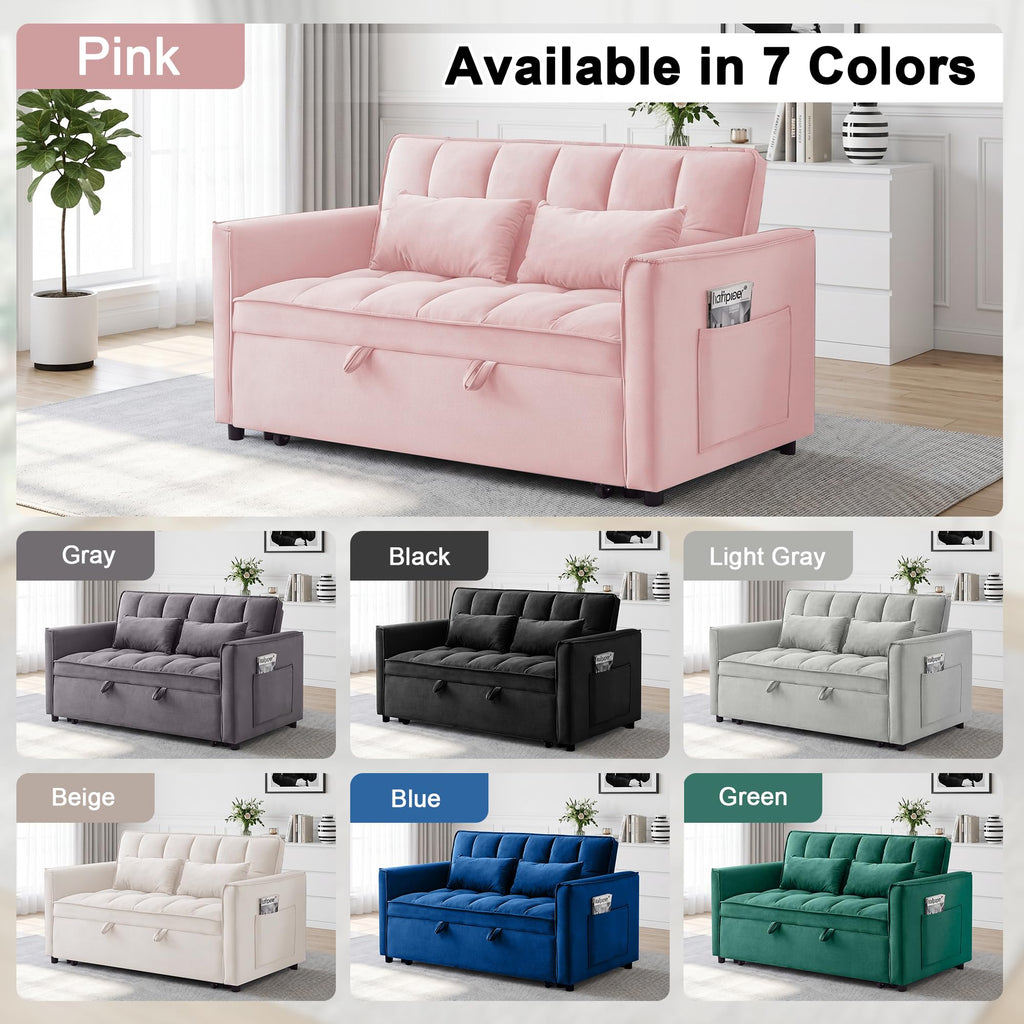 Pink Velvet 3-in-1 Sofa Bed U44801