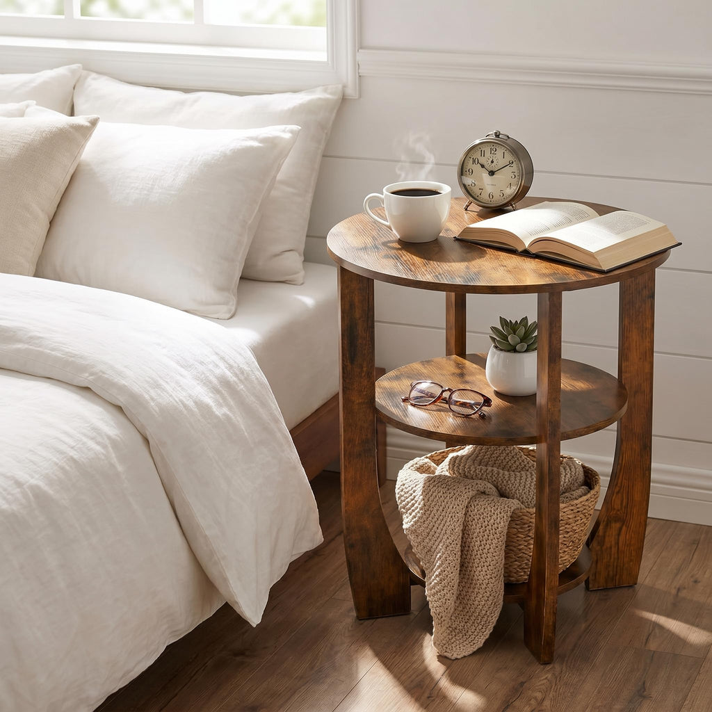 Rustic Brown 19.7 inch Round Side Table P798