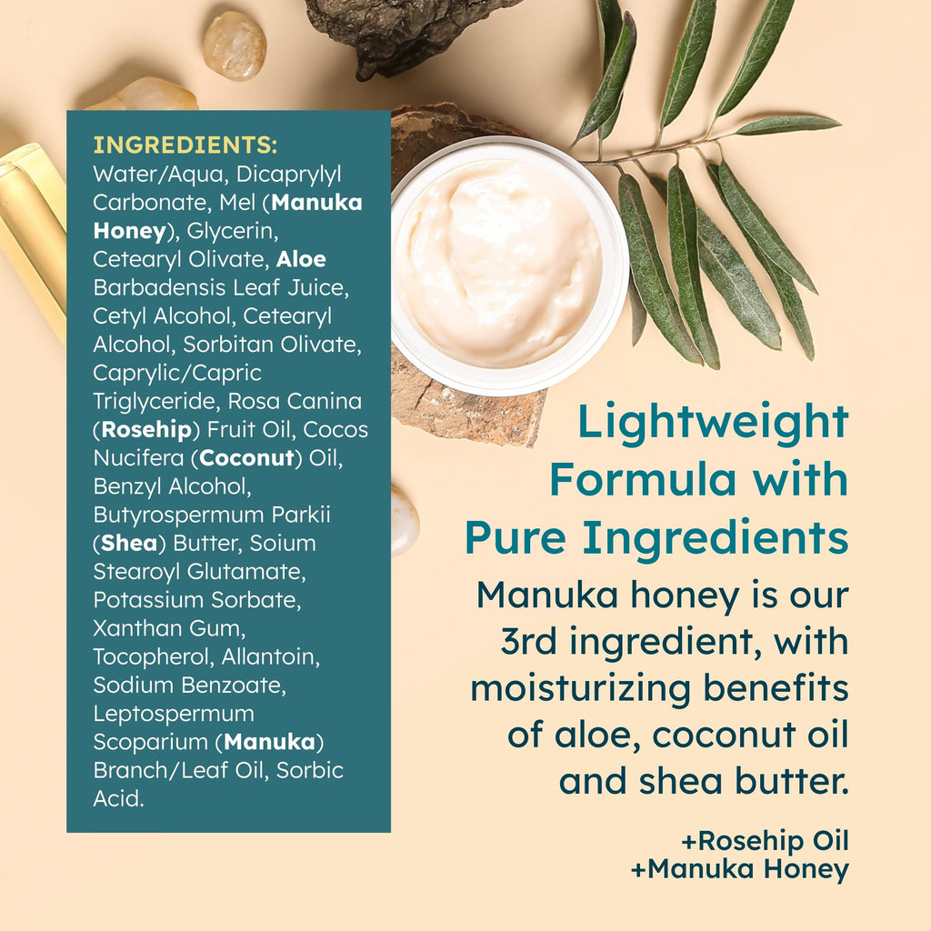 Manuka Honey Moisturizing Face Cream and Face Oil Bundle 1.7 oz W432