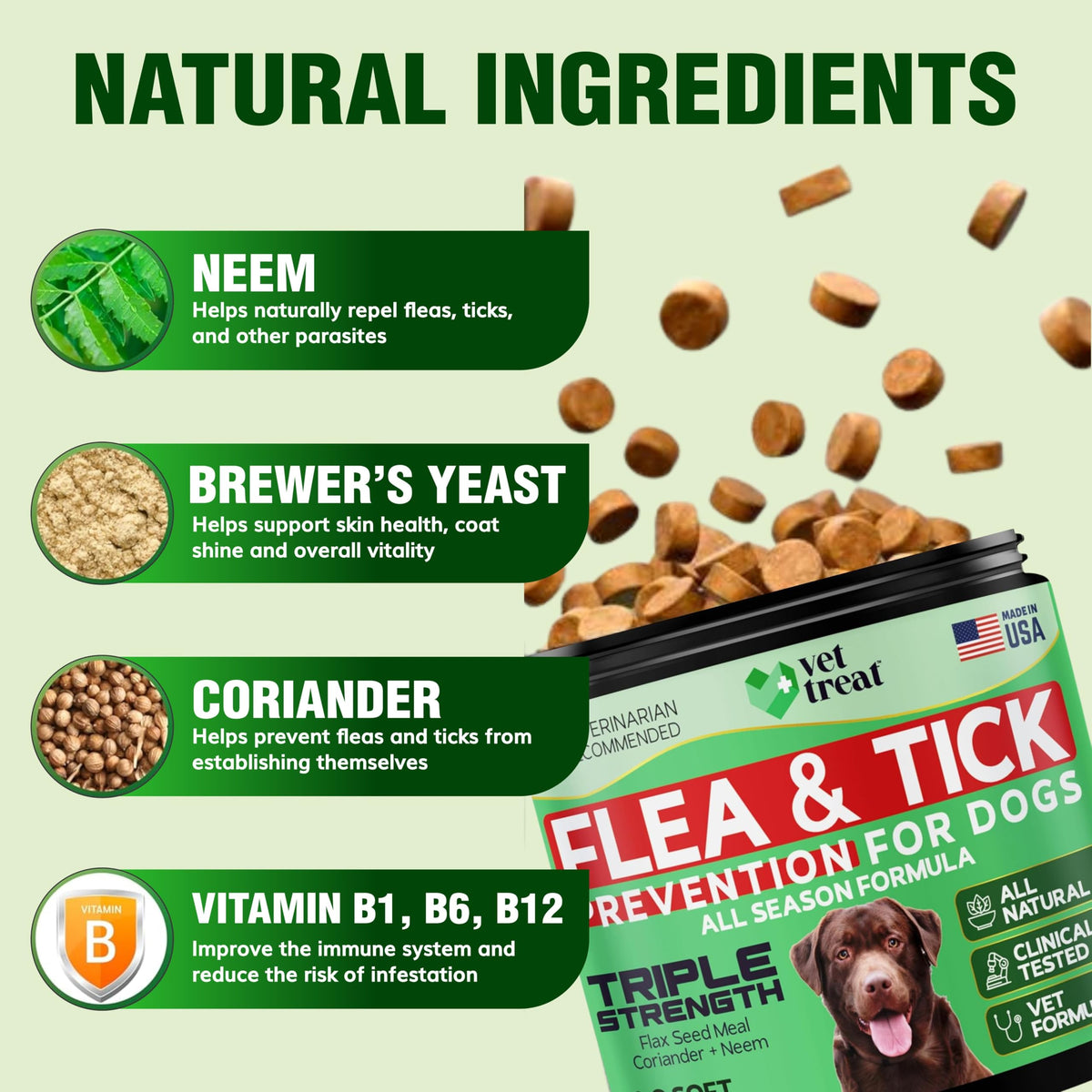 Flea and Tick Chewables for Dogs Chicken 120 Soft Treats Z278