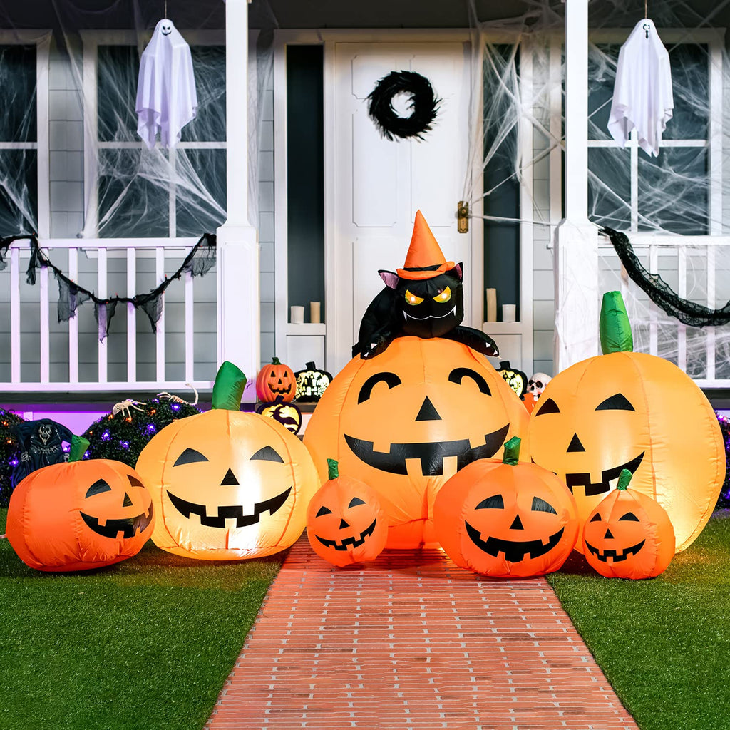 7 FT Long Halloween Inflatables Pumpkin Outdoor Decoration D149