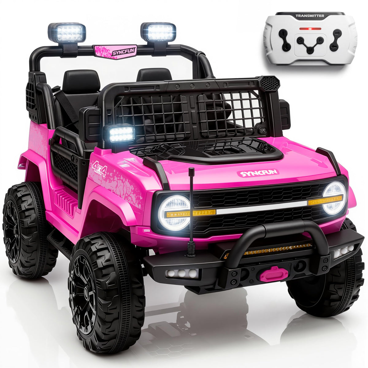 24V 2 Seater Ride On Car with Remote Control, 3 Speed Settings, All-Terrain Tires, LED Lights & Bluetooth Music, Up to 132 lbs, Pink I9669
