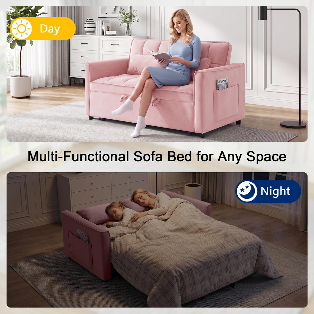 Pink Velvet 3-in-1 Sofa Bed U44801