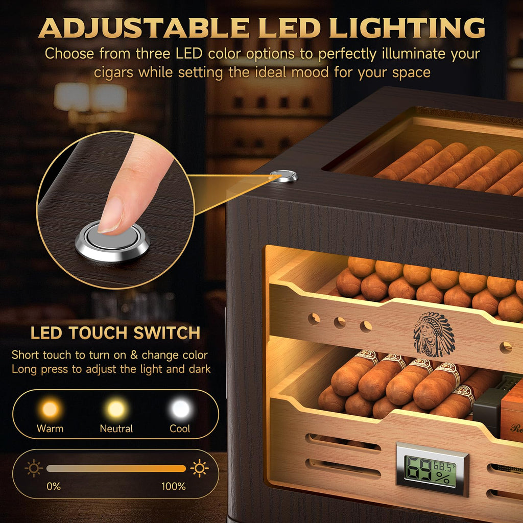 Cigar Humidor Cabinet with Digital Hygrometer and 2 Humidifiers L646372