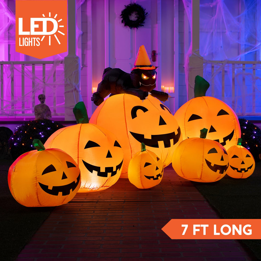 7 FT Long Halloween Inflatables Pumpkin Outdoor Decoration D149