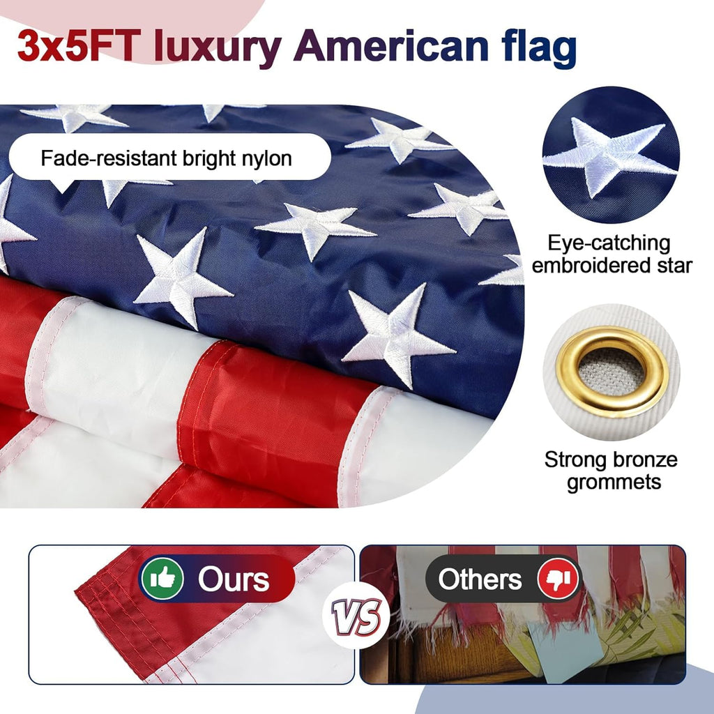 5ft Tangle Free Flag Pole Kit with 3x5 US Flag L59739