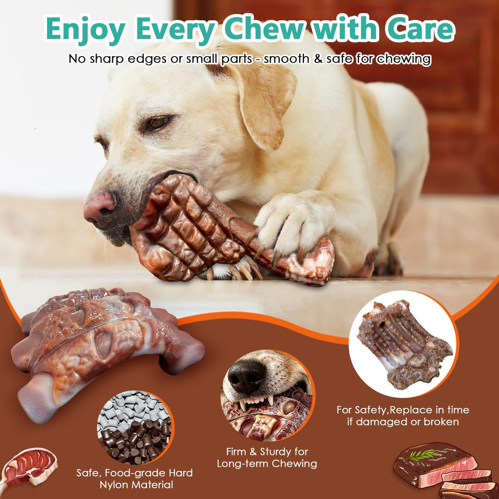 Tough Dog Chew Toys, 2 Pack Hard Nylon Bone I79034