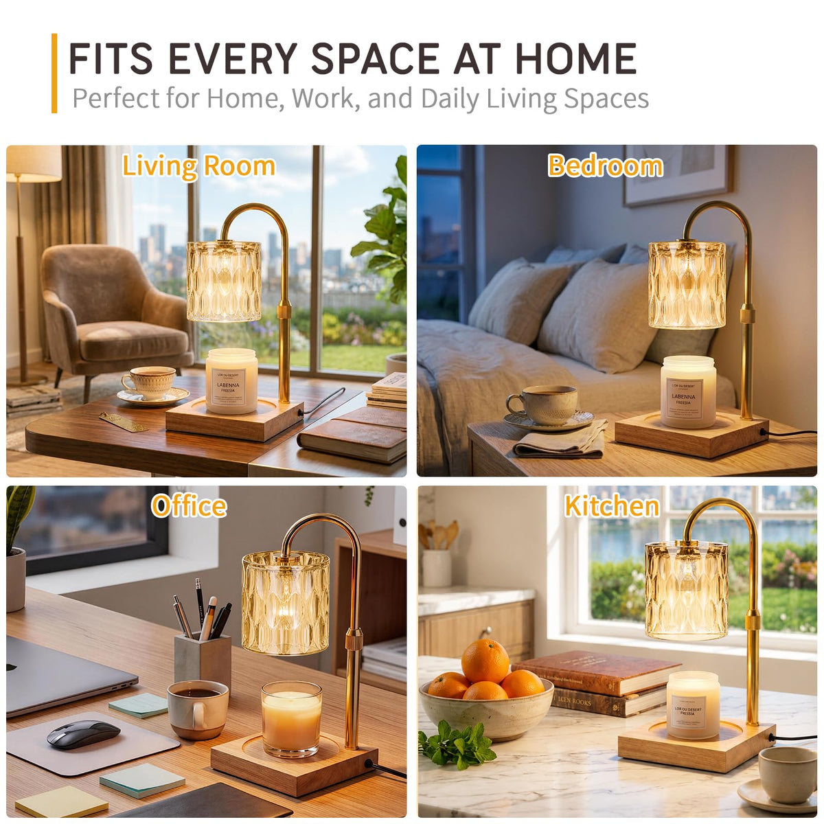 Adjustable Dimmable Candle Warmer Lamp with Timer T44944