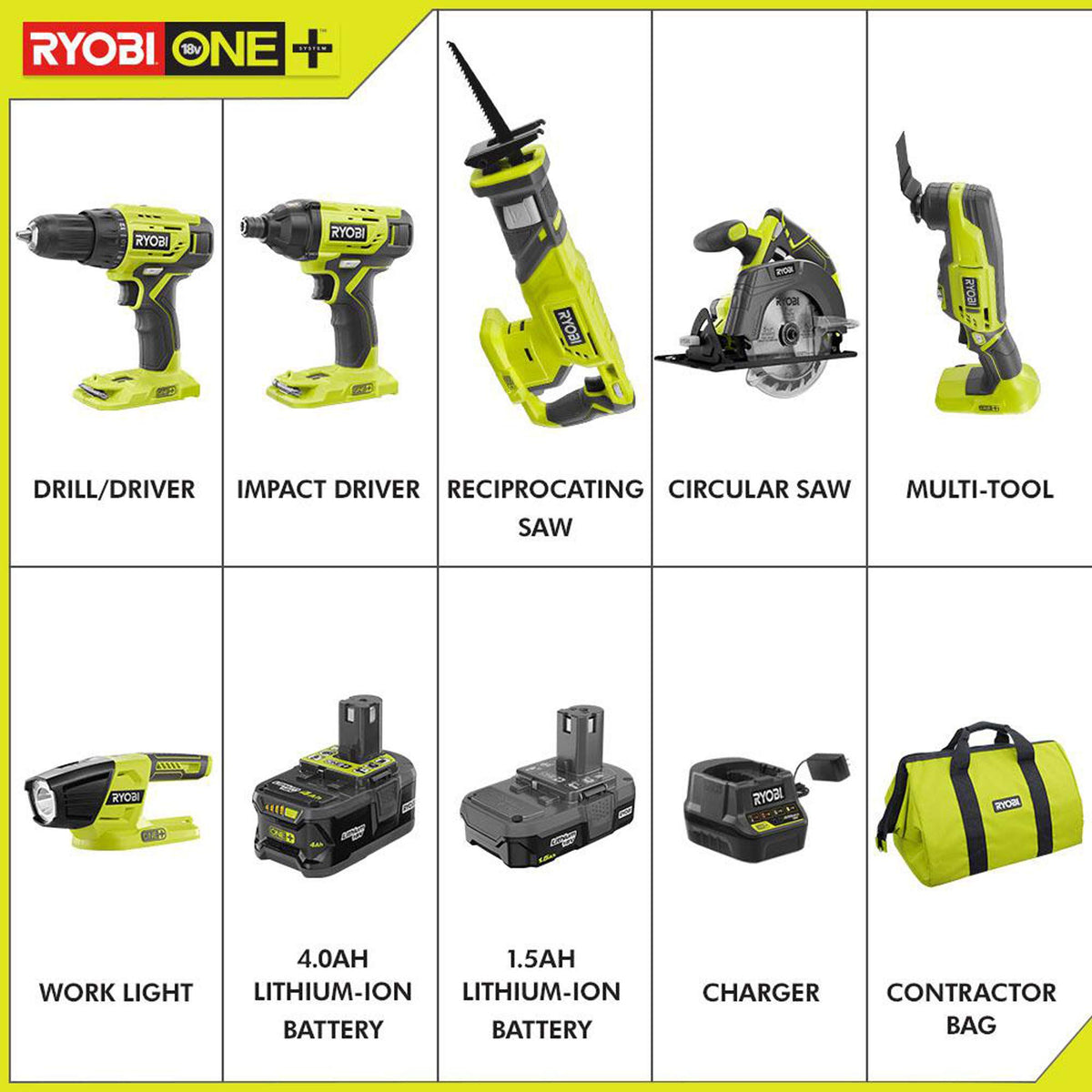 18V Lithium Ion 6 Tool Combo Kit S242