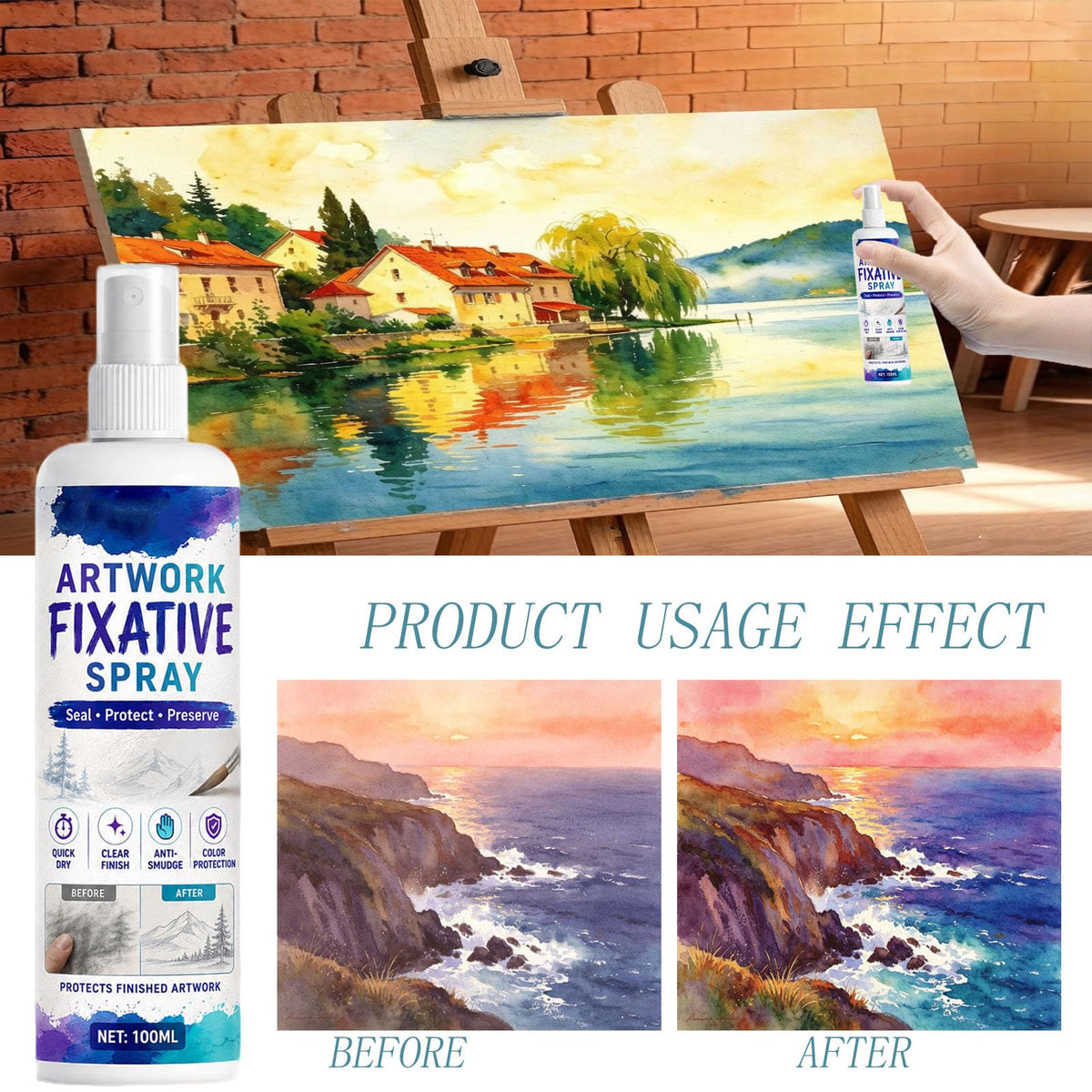 Quick-Dry Smudge-Proof Clear Matte Fixative Spray (7PCS) N65903