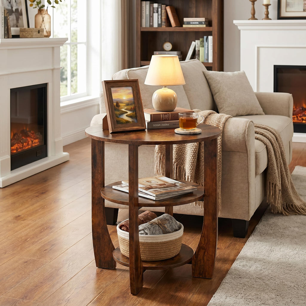 Rustic Brown 19.7 inch Round Side Table P798
