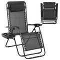 Zero Gravity Chair with Pillow and Cup Holder Trays, Black Q985