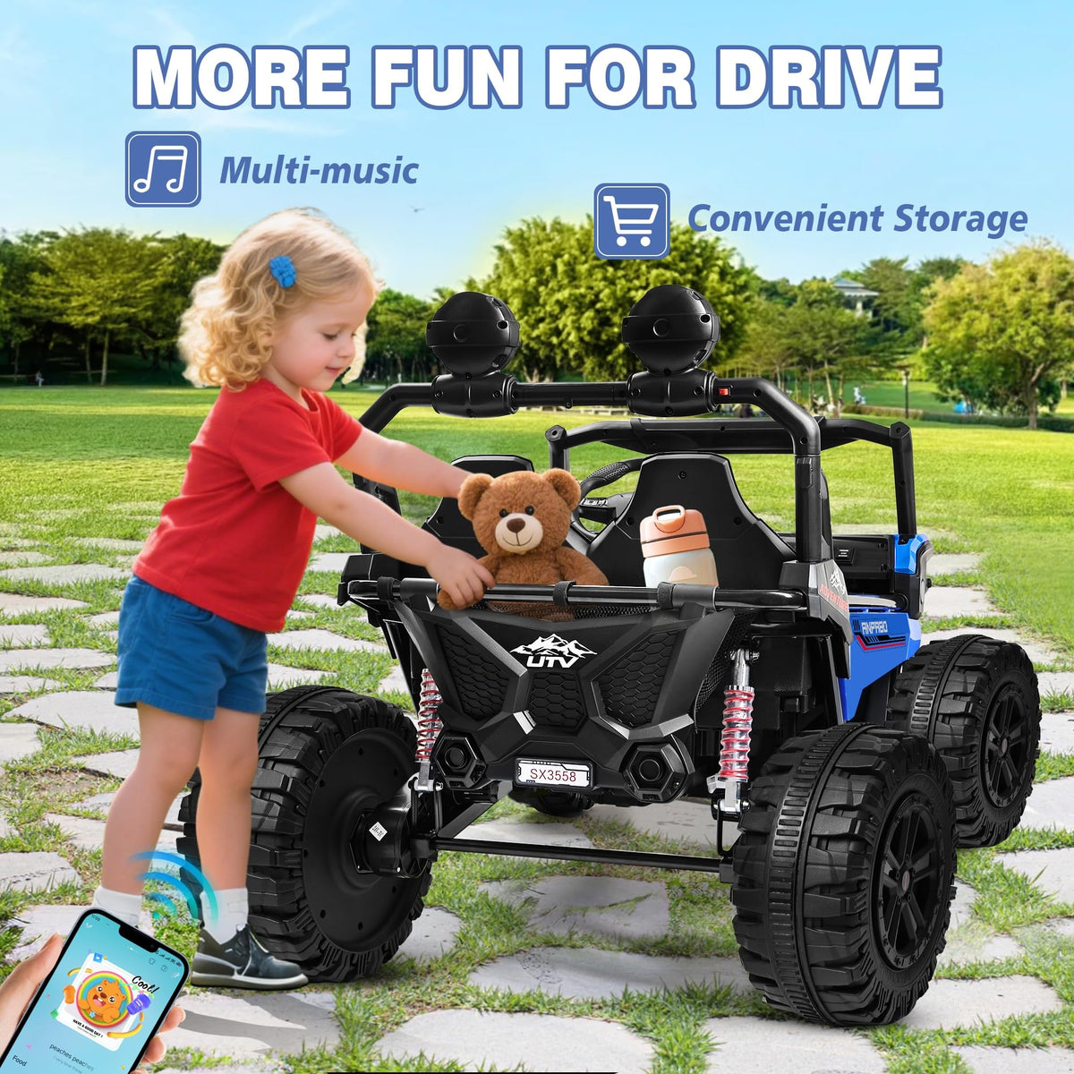 24V Ride on Toy with 4 x 200W Motors, Black K112206