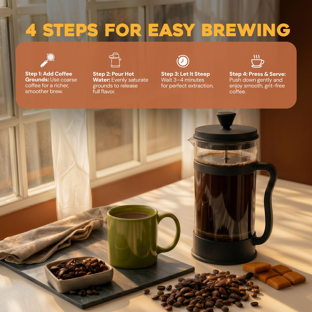Borosilicate Glass French Press Coffee Maker 34 Oz K71267