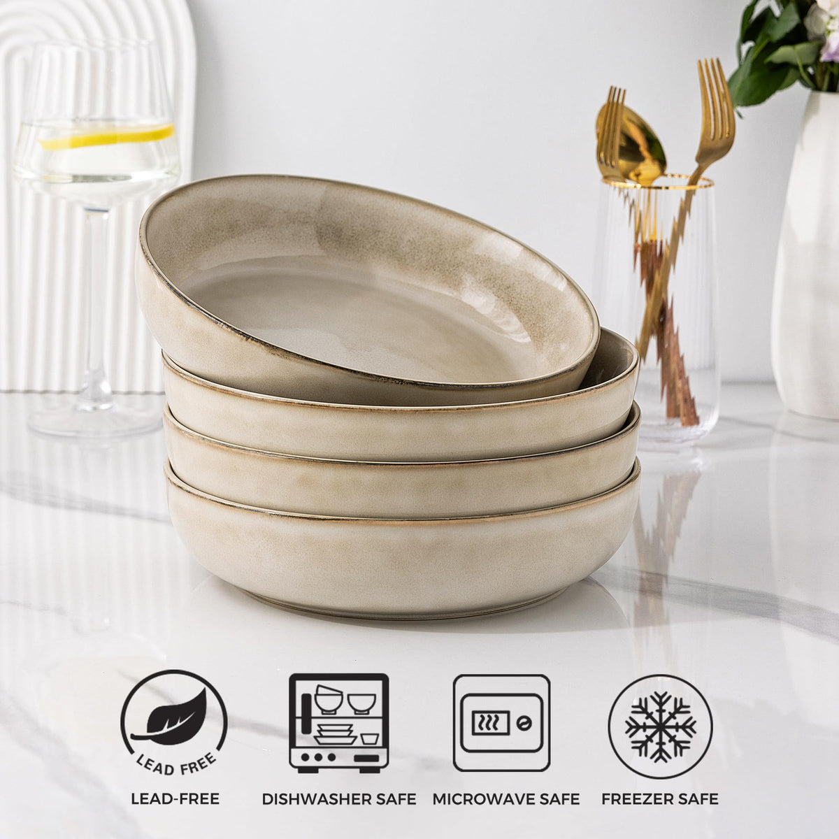 8.75'' 38oz Ceramic Pasta Bowls Set of 4 Z26978