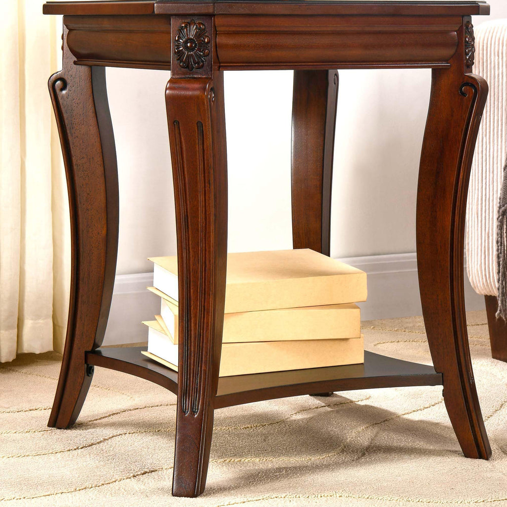 Cherry Brown Side Table with Storage Shelf N922