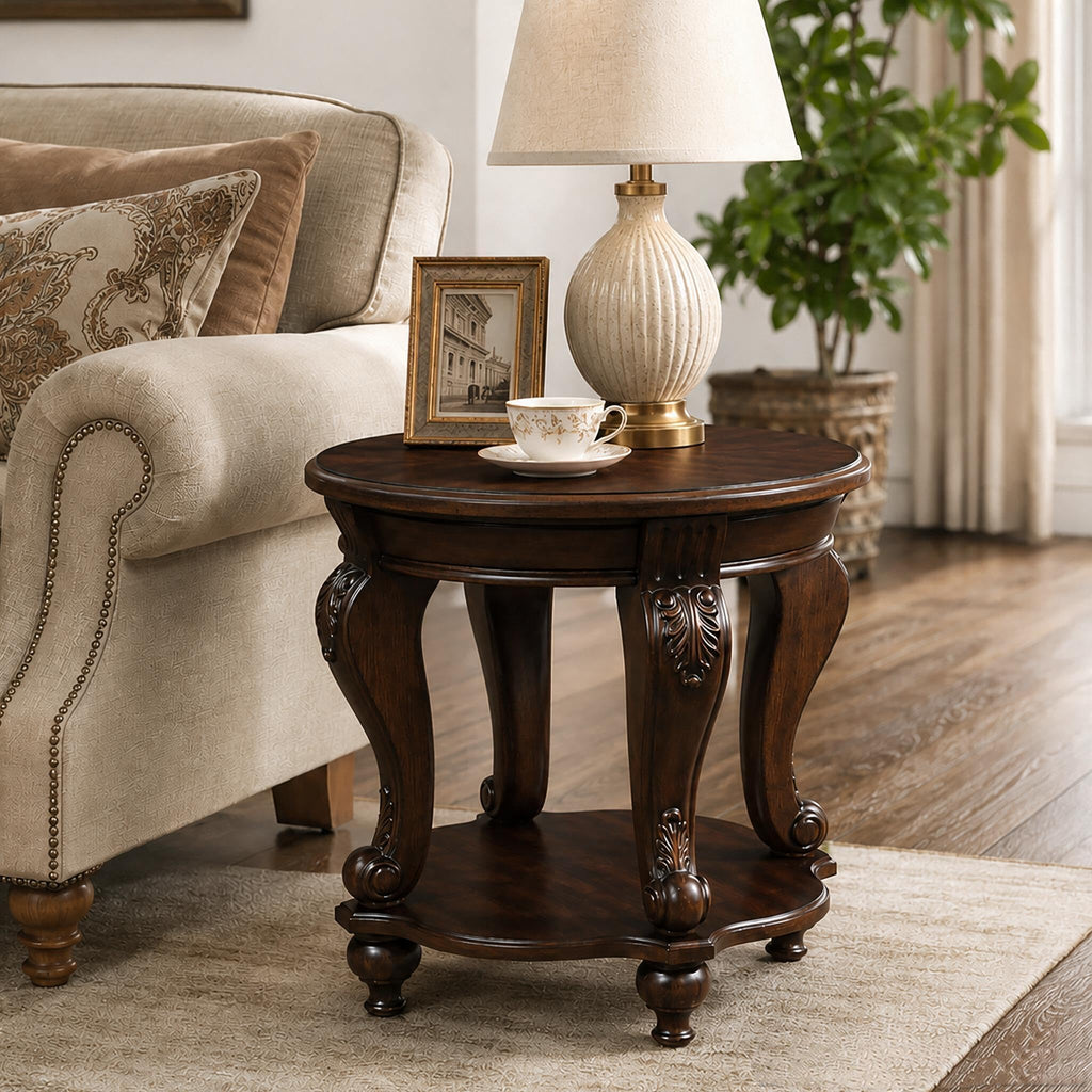 2 Tier Round Wood End Table P452909