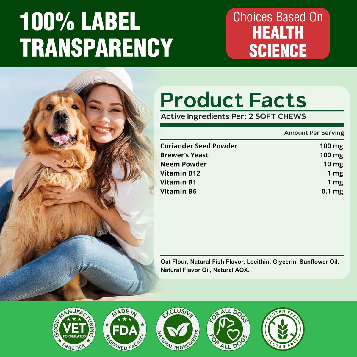 Flea and Tick Chewables for Dogs Chicken 120 Soft Treats Z278