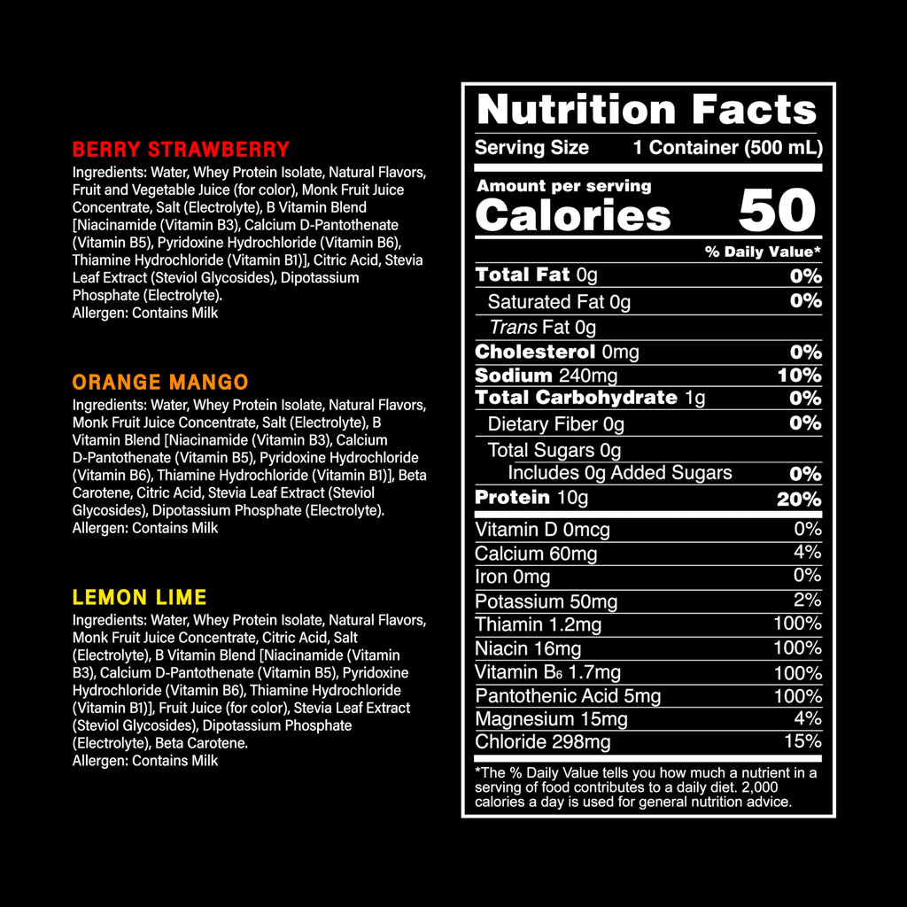 Whey Protein Water Variety Pack 16.9 Oz (Pack of 12) N664744