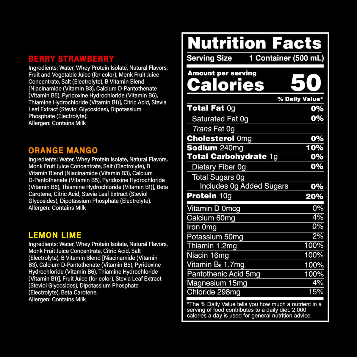 Whey Protein Water Variety Pack 16.9 Oz (Pack of 12) N664744