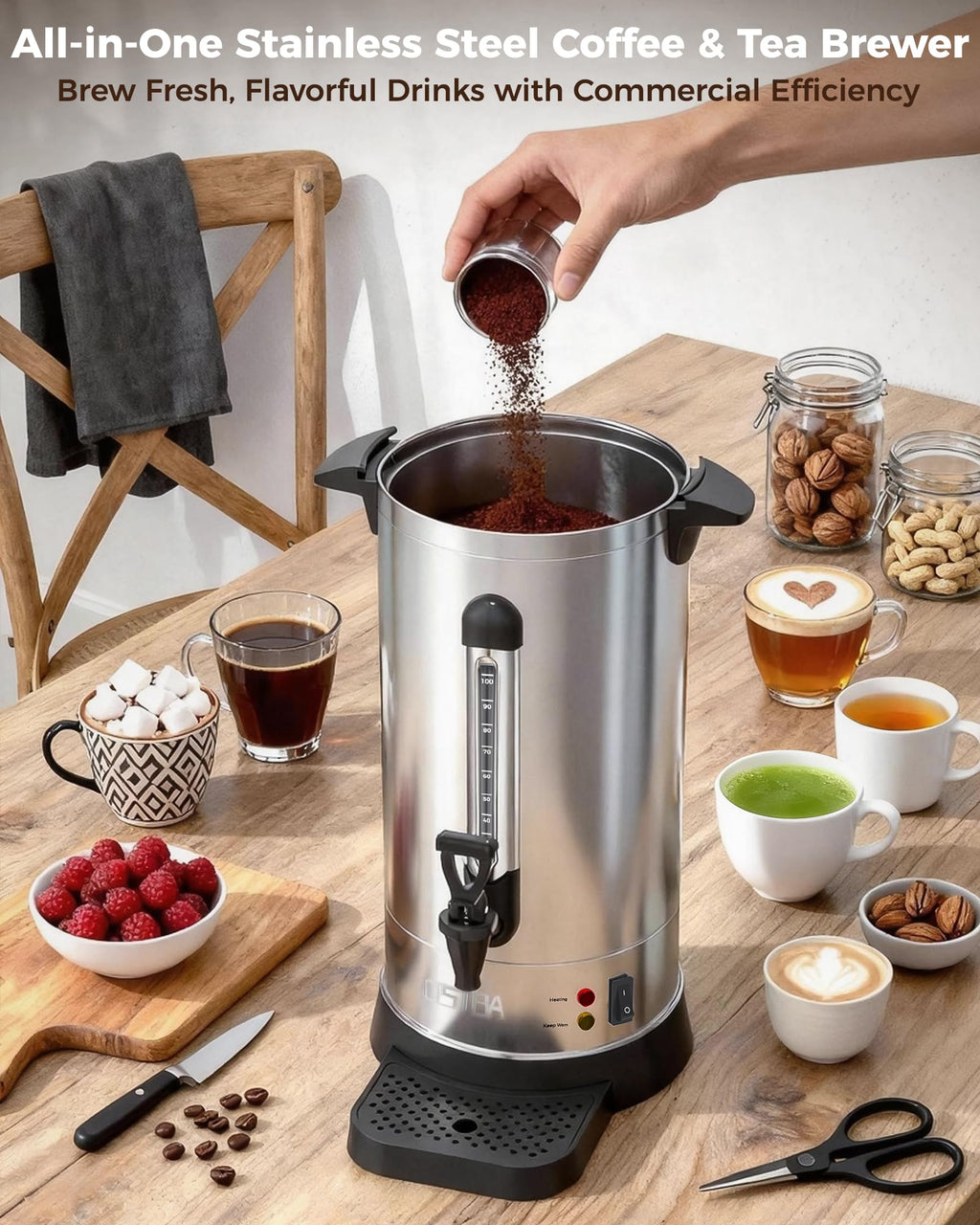 1500W 100 Cup Stainless Steel Commercial Coffee Urn S243