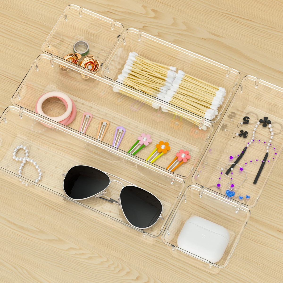 12 Pack Clear Drawer Organizer Set U549