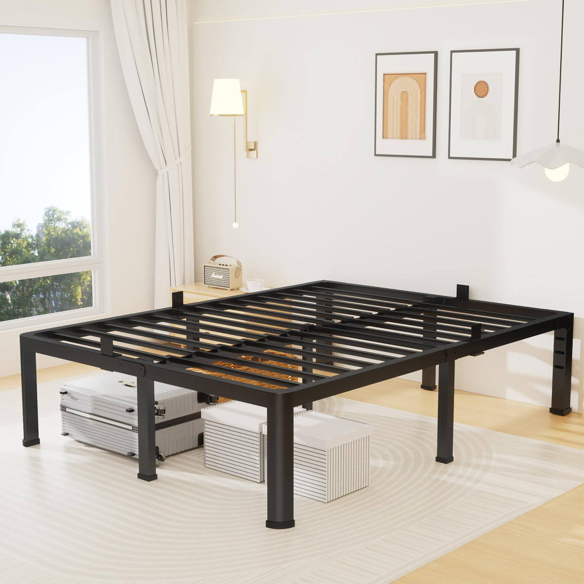 18 Inch Queen Size Metal Platform Bed Frame C98303