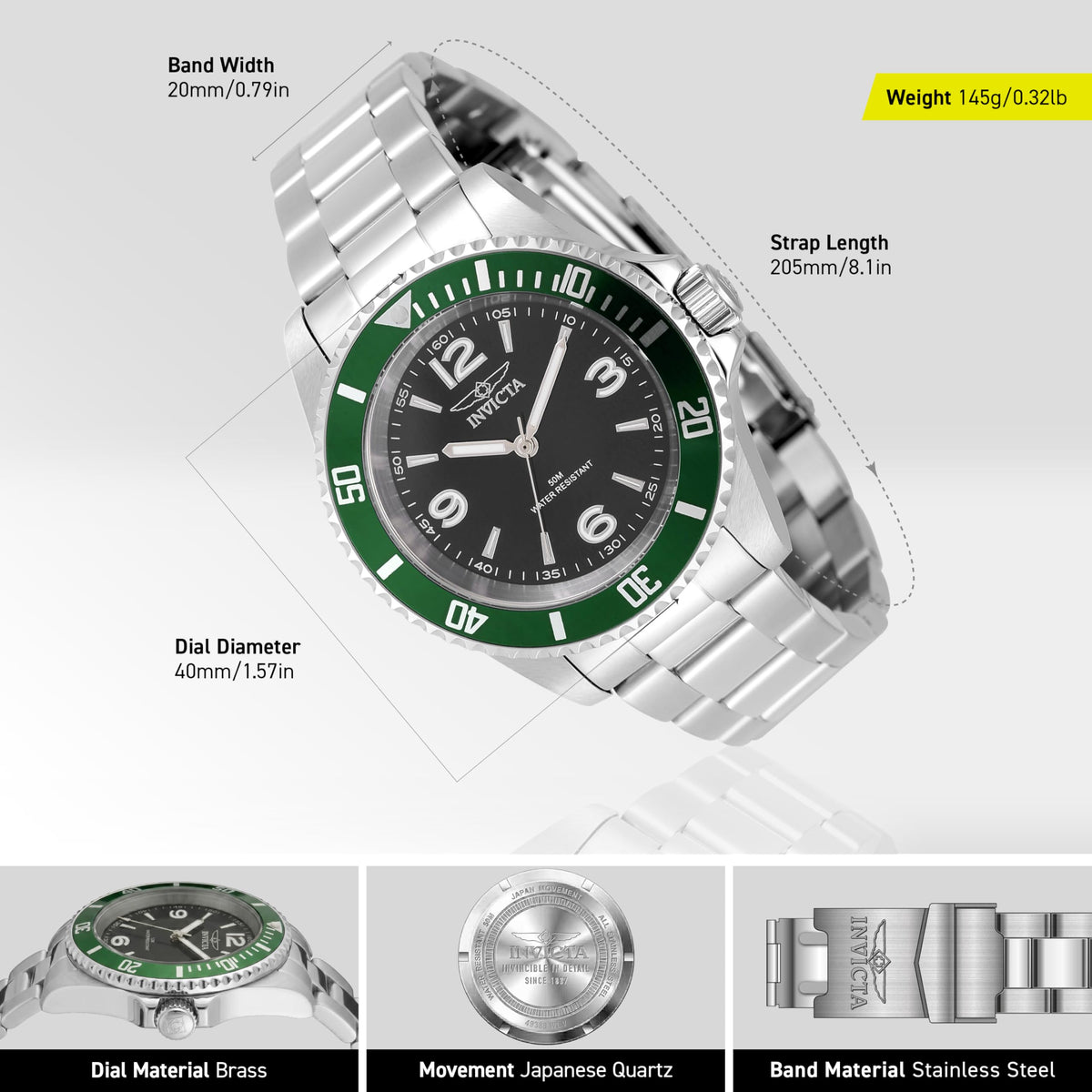 40mm Stainless Steel Black Dial Quartz C298