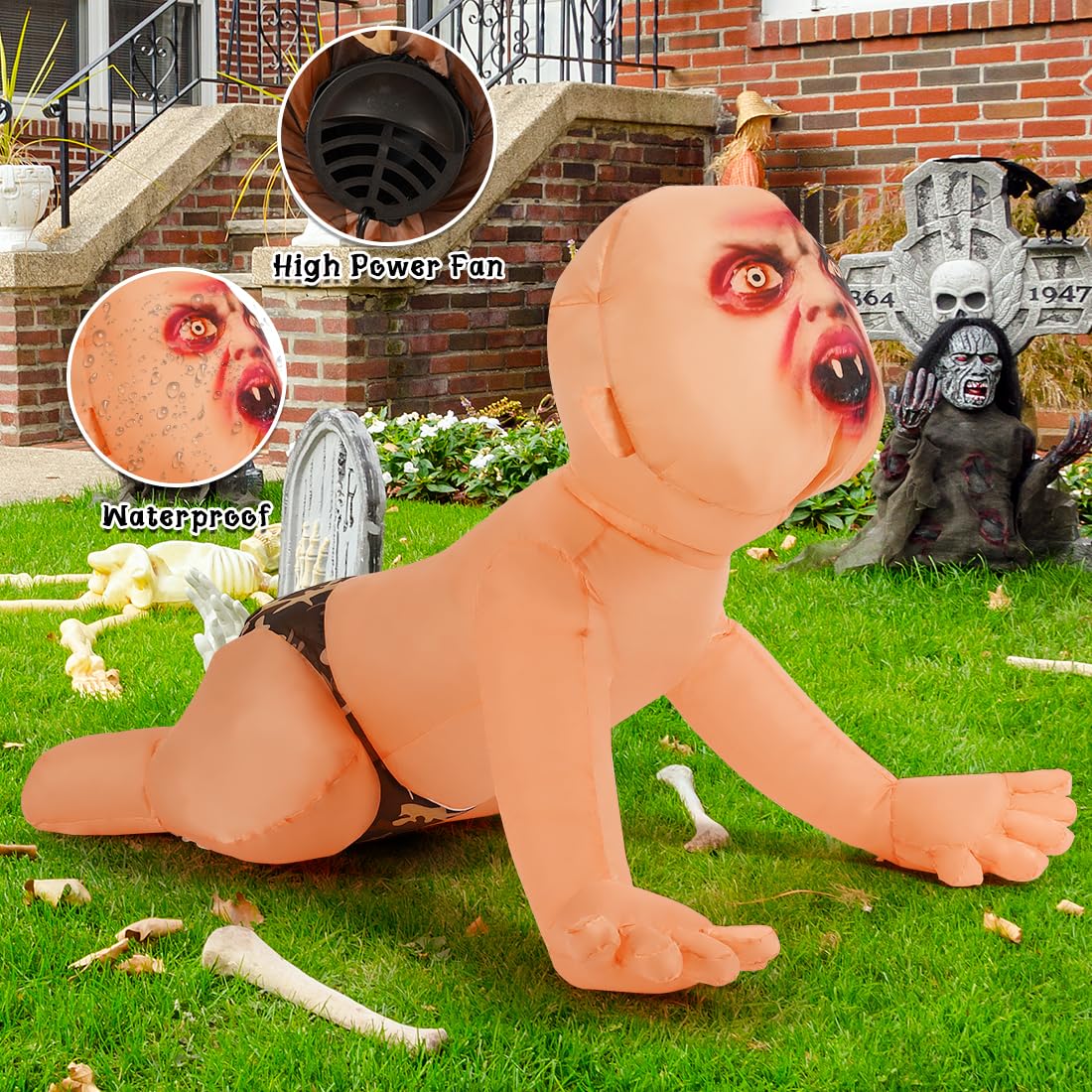 4 FT Inflatable Zombie with Built-in LEDs G489857