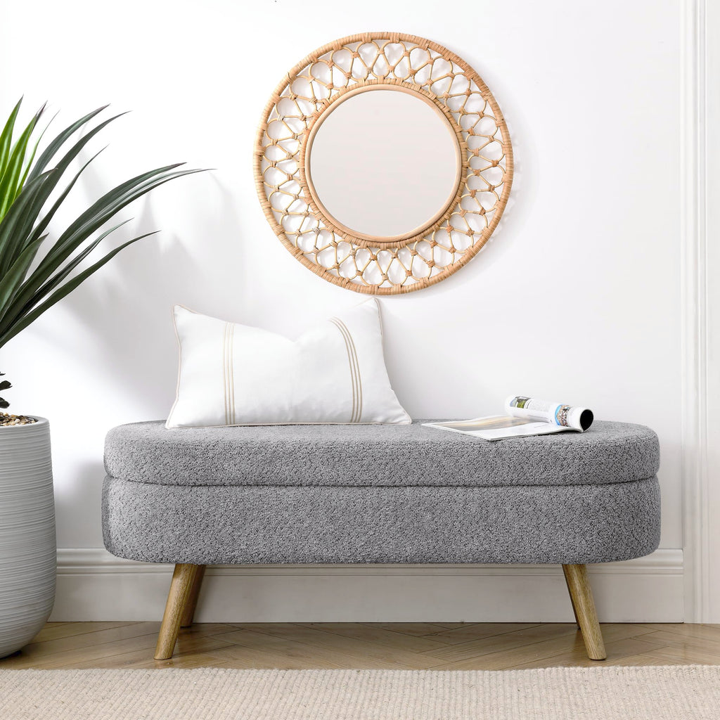 Oval Storage Bench with Rubber Wood Legs O38282