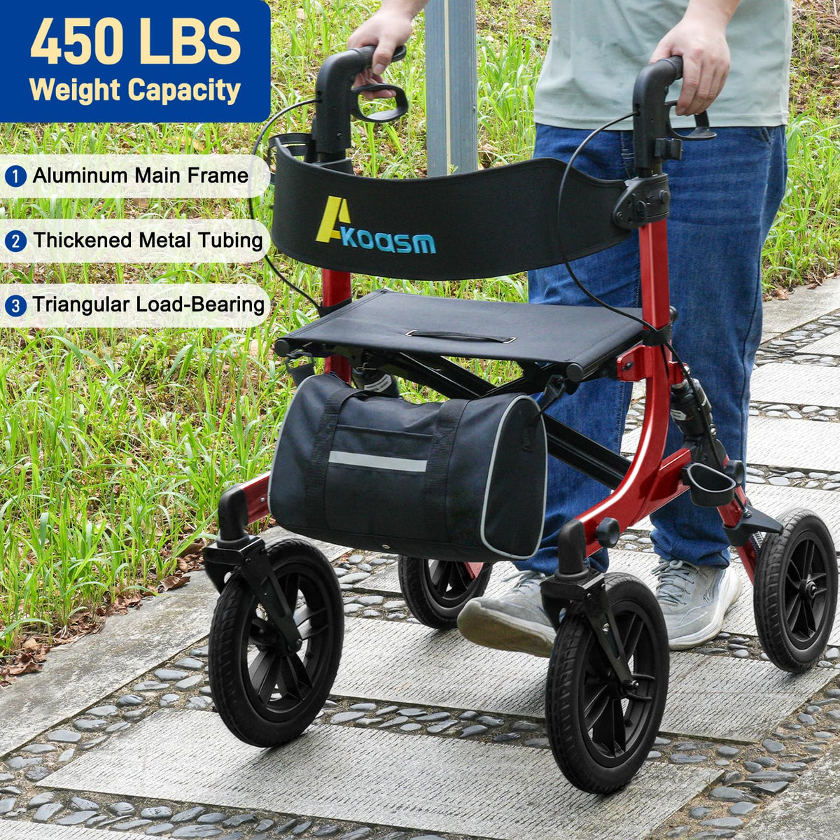Outdoor Rollator Walkers with 12" Front Wheels F47545