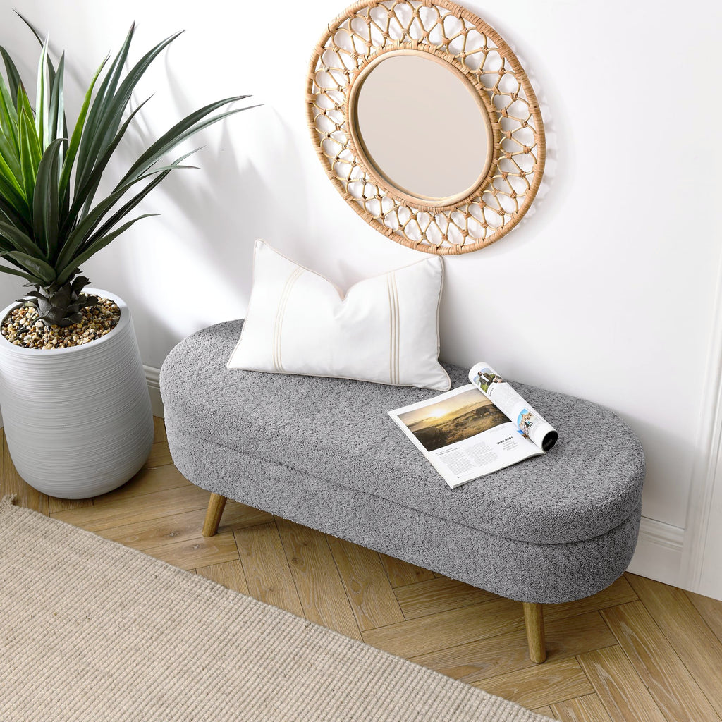 Oval Storage Bench with Rubber Wood Legs O38282
